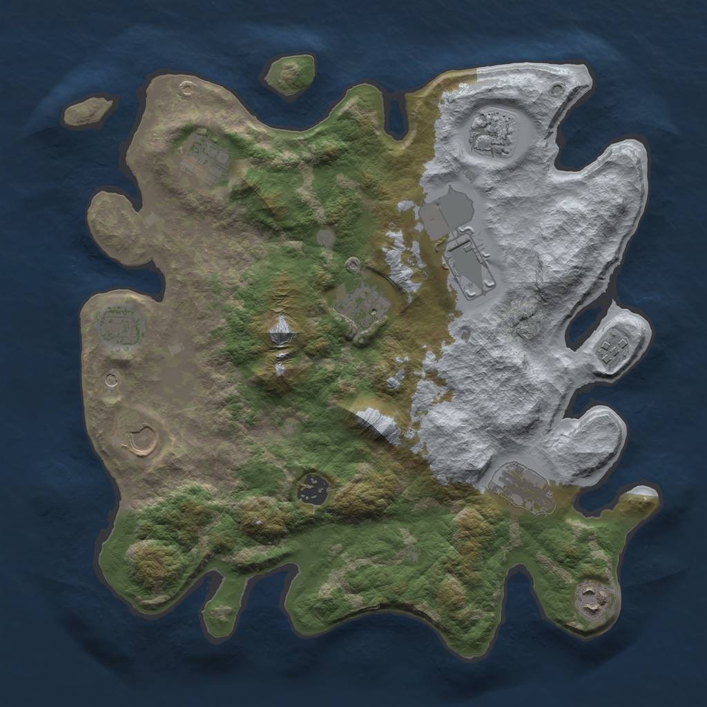 Rust Map: Barren, Size: 3500, Seed: 299879676, 13 Monuments