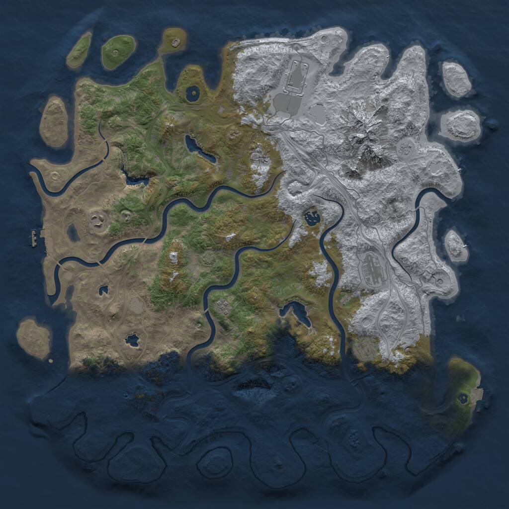 Rust Map: Procedural Map, Size: 5000, Seed: 592345, 13 Monuments