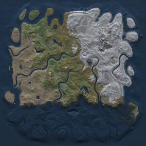 Thumbnail Rust Map: Procedural Map, Size: 5000, Seed: 592345, 13 Monuments