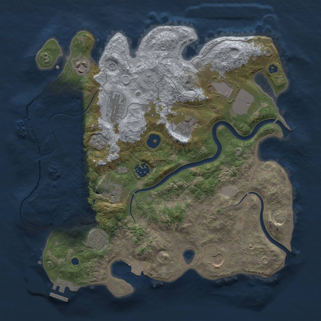 Rust Map: Procedural Map, Size: 3500, Seed: 774924549, 15 Monuments