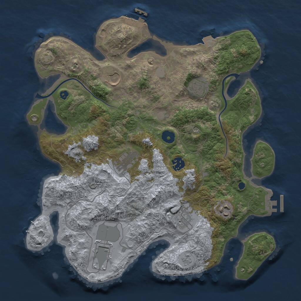 Rust Map: Procedural Map, Size: 3500, Seed: 89325672, 13 Monuments