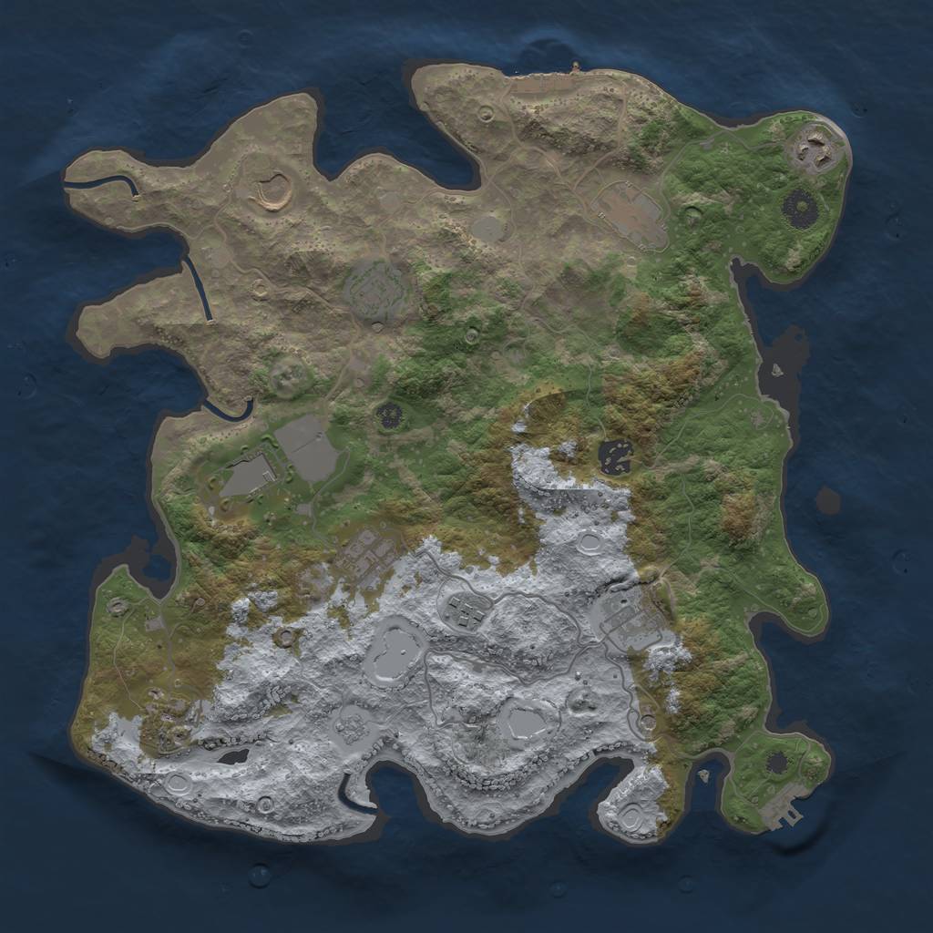 Rust Map: Procedural Map, Size: 3750, Seed: 91934257, 19 Monuments