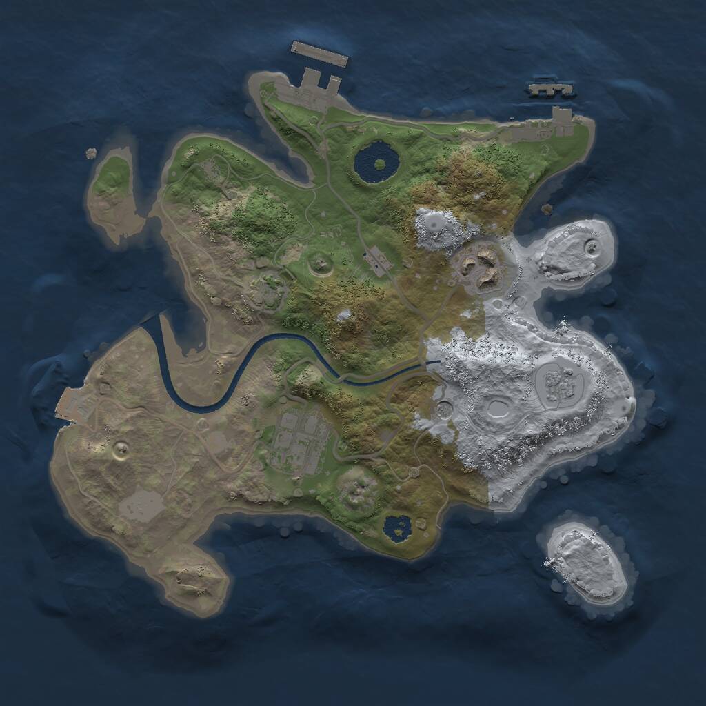 Rust Map: Procedural Map, Size: 2500, Seed: 1643478092, 8 Monuments