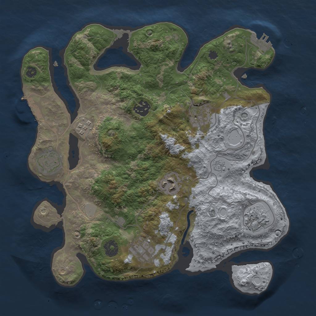 Rust Map: Procedural Map, Size: 3000, Seed: 2002460, 16 Monuments