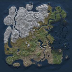 Thumbnail Rust Map: Procedural Map, Size: 4500, Seed: 105, 15 Monuments