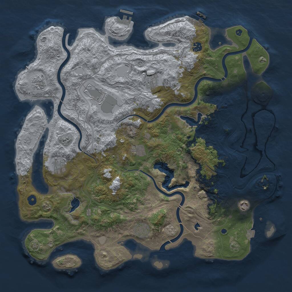 Rust Map: Procedural Map, Size: 4500, Seed: 105, 15 Monuments