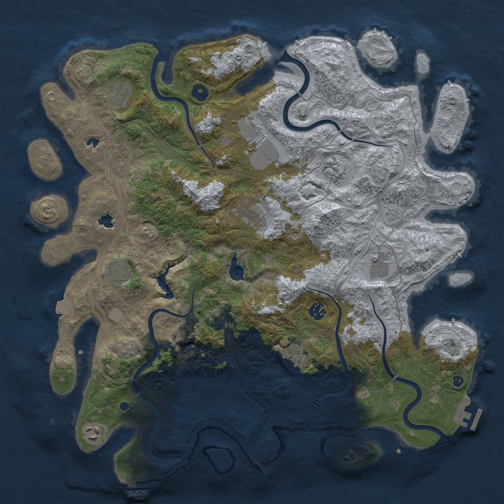 Rust Map: Procedural Map, Size: 4500, Seed: 543319230, 16 Monuments