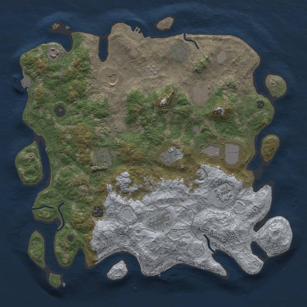 Rust Map: Procedural Map, Size: 4000, Seed: 1101047851, 19 Monuments