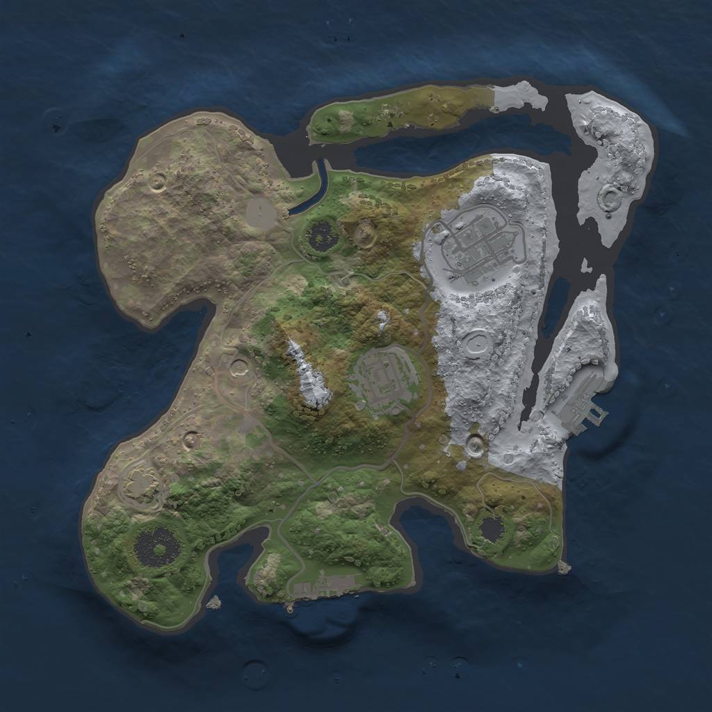 Rust Map: Procedural Map, Size: 2500, Seed: 484897, 9 Monuments