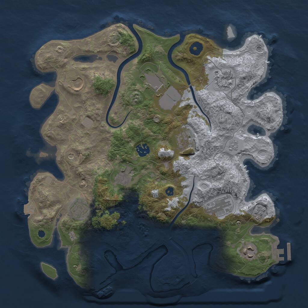 Rust Map: Procedural Map, Size: 3500, Seed: 1267050882, 16 Monuments