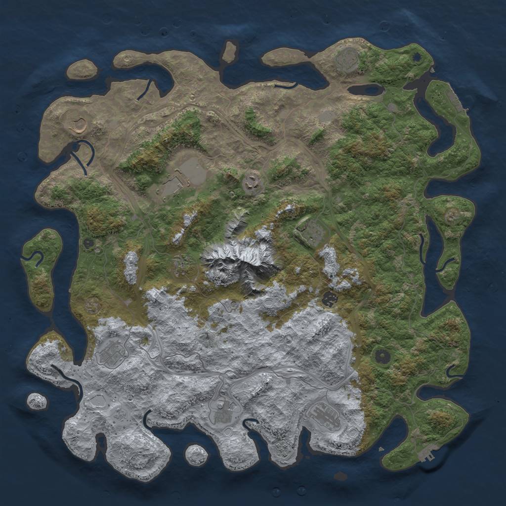 Rust Map: Procedural Map, Size: 5000, Seed: 1037972360, 18 Monuments