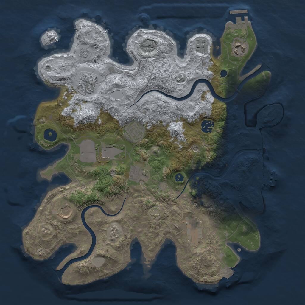 Rust Map: Procedural Map, Size: 3500, Seed: 958821956, 15 Monuments