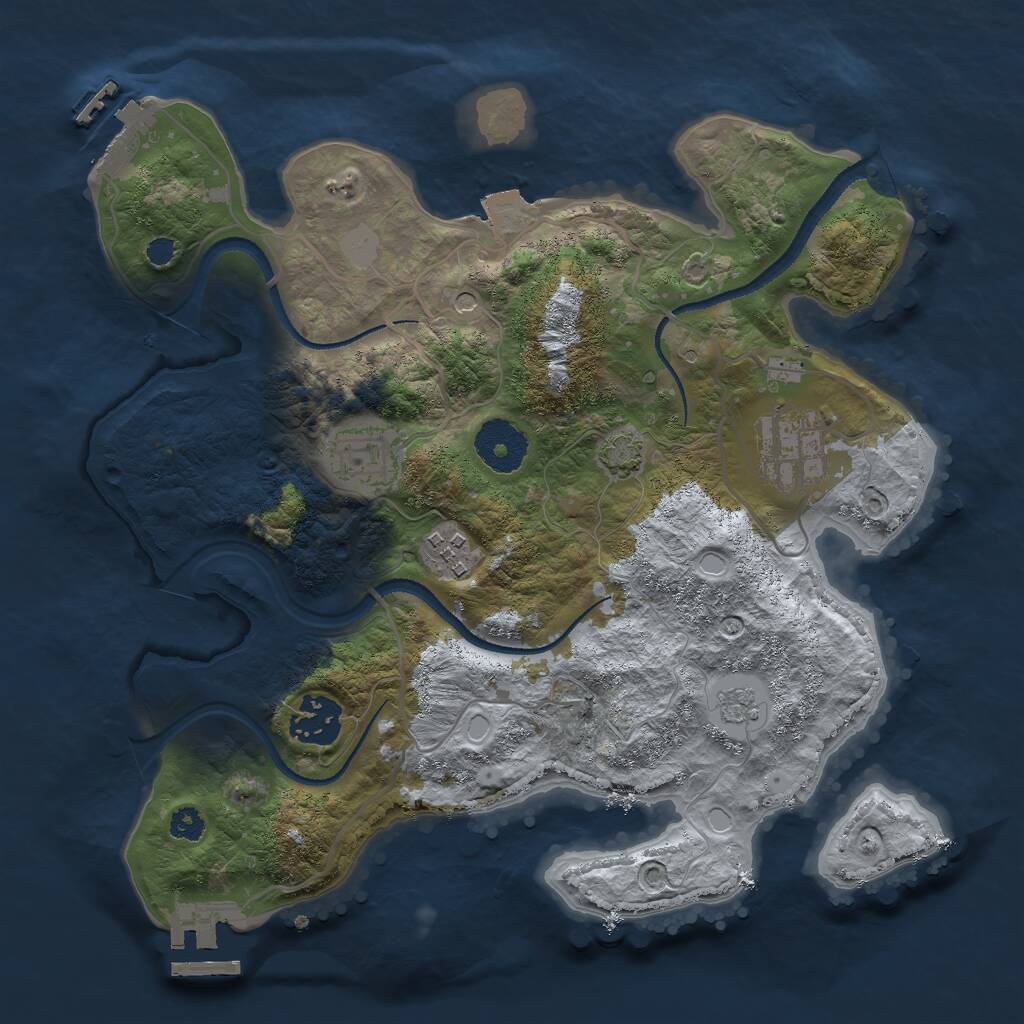 Rust Map: Procedural Map, Size: 3000, Seed: 2106500657, 10 Monuments