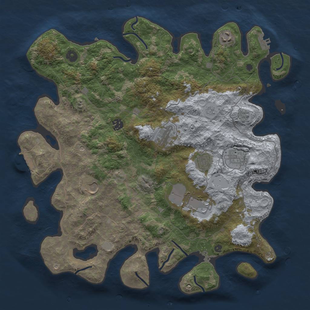 Rust Map: Procedural Map, Size: 4000, Seed: 181, 17 Monuments