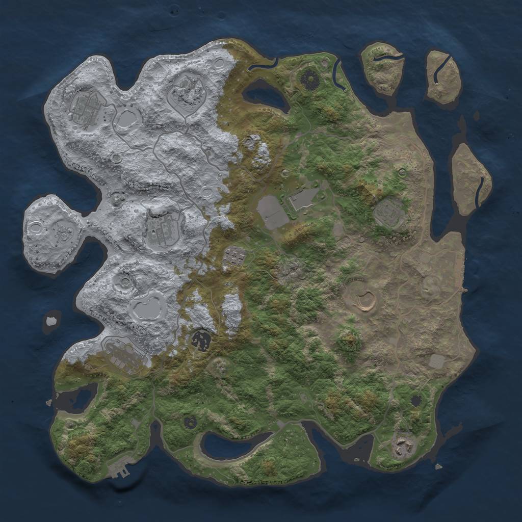 Rust Map: Procedural Map, Size: 4000, Seed: 1304680491, 19 Monuments