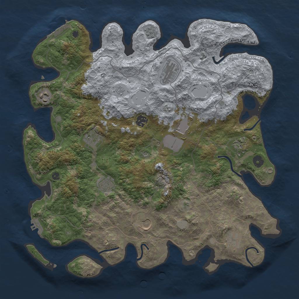 Rust Map: Procedural Map, Size: 4000, Seed: 1040595808, 19 Monuments