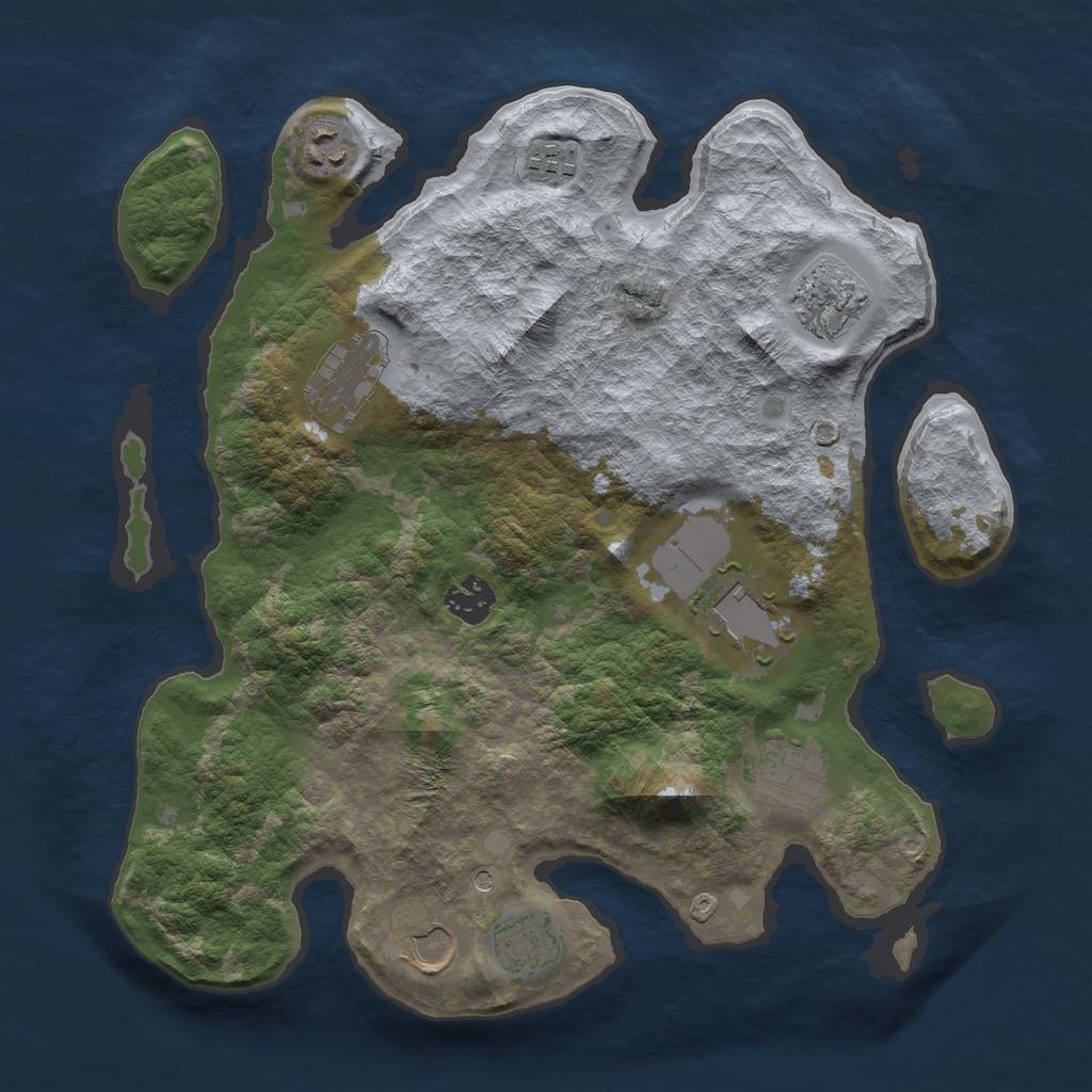Rust Map: Barren, Size: 3500, Seed: 92, 12 Monuments