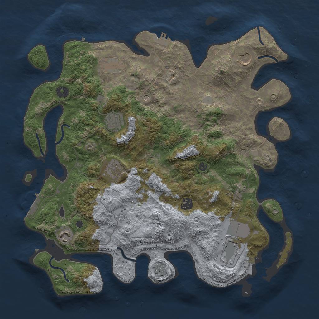 Rust Map: Procedural Map, Size: 3850, Seed: 1319009, 18 Monuments