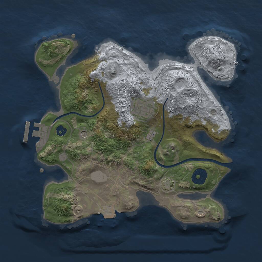 Rust Map: Procedural Map, Size: 2500, Seed: 683575, 5 Monuments