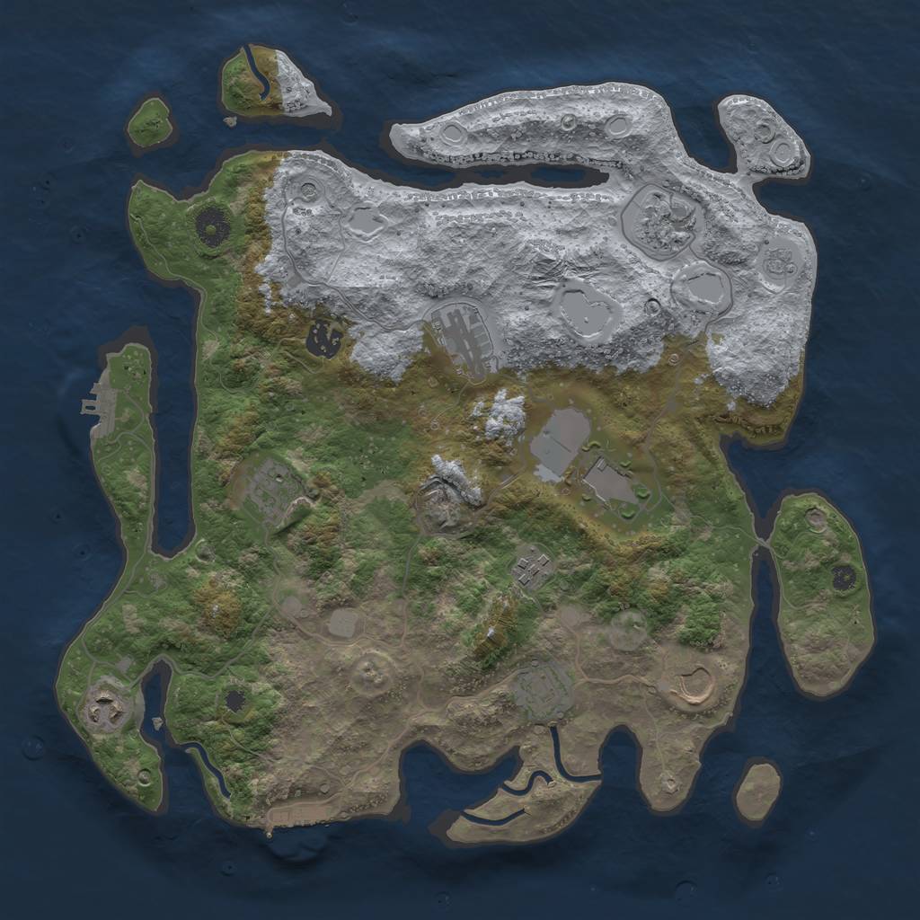 Rust Map: Procedural Map, Size: 3750, Seed: 1410232437, 18 Monuments