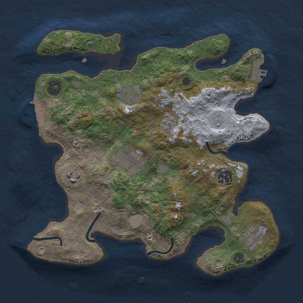 Rust Map: Procedural Map, Size: 3000, Seed: 1004251915, 14 Monuments