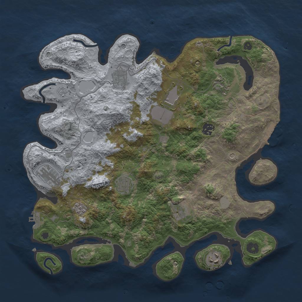 Rust Map: Procedural Map, Size: 3750, Seed: 449724133, 18 Monuments