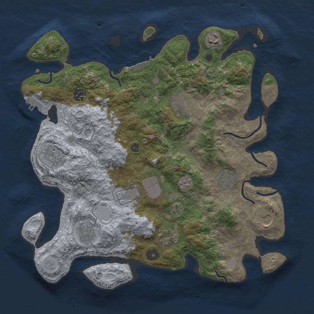 Rust Map: Procedural Map, Size: 3750, Seed: 34529857, 19 Monuments