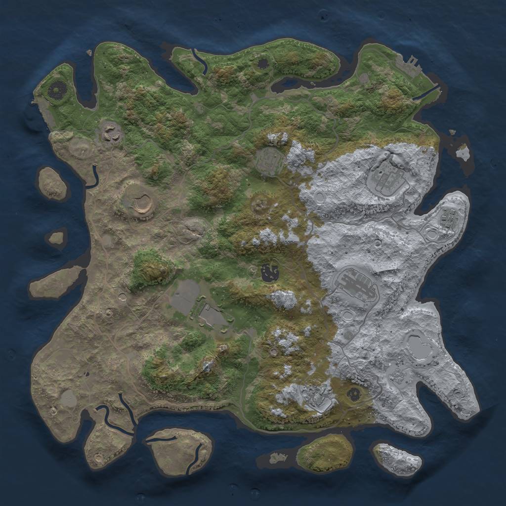 Rust Map: Procedural Map, Size: 4000, Seed: 714351577, 18 Monuments