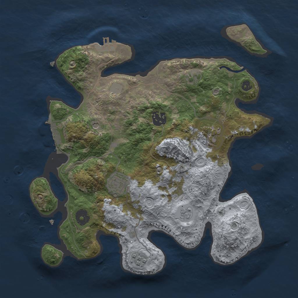Rust Map: Procedural Map, Size: 3000, Seed: 911957585, 13 Monuments