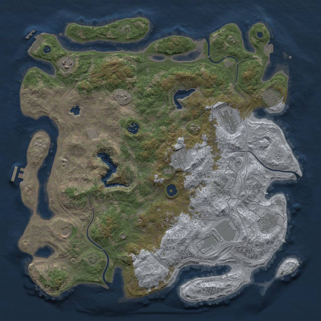 Rust Map: Procedural Map, Size: 4250, Seed: 870561999, 16 Monuments