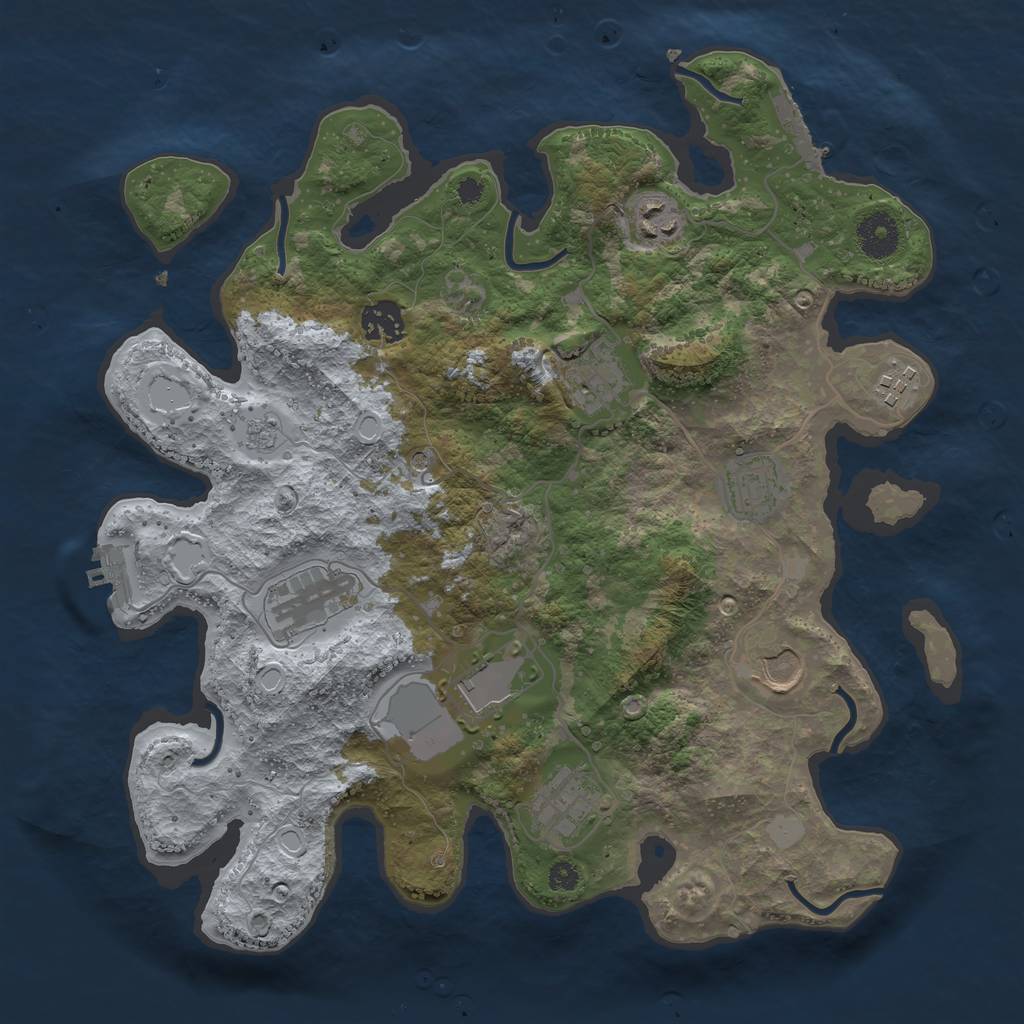 Rust Map: Procedural Map, Size: 3500, Seed: 624890475, 18 Monuments