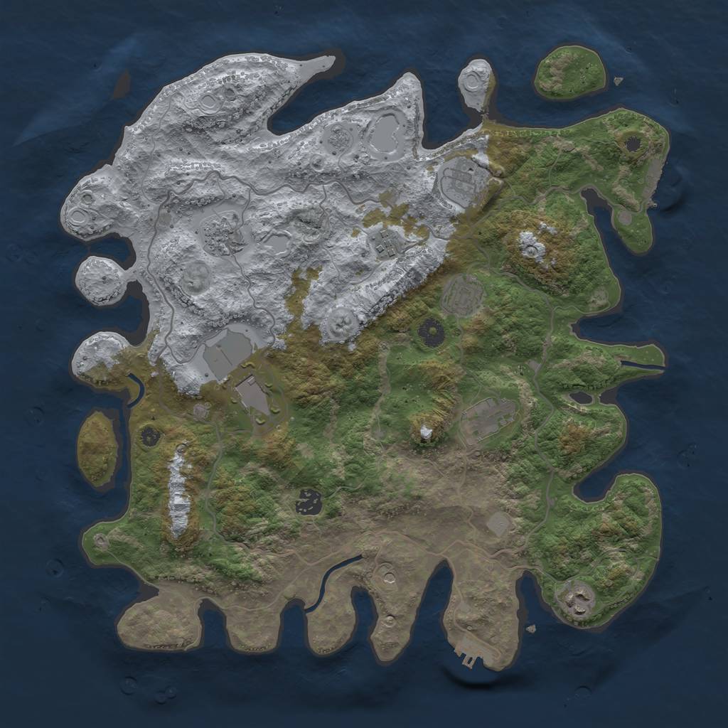 Rust Map: Procedural Map, Size: 4000, Seed: 621478752, 17 Monuments