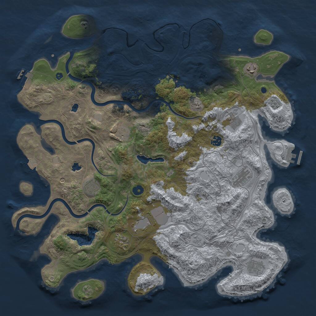 Rust Map: Procedural Map, Size: 4500, Seed: 625900135, 16 Monuments