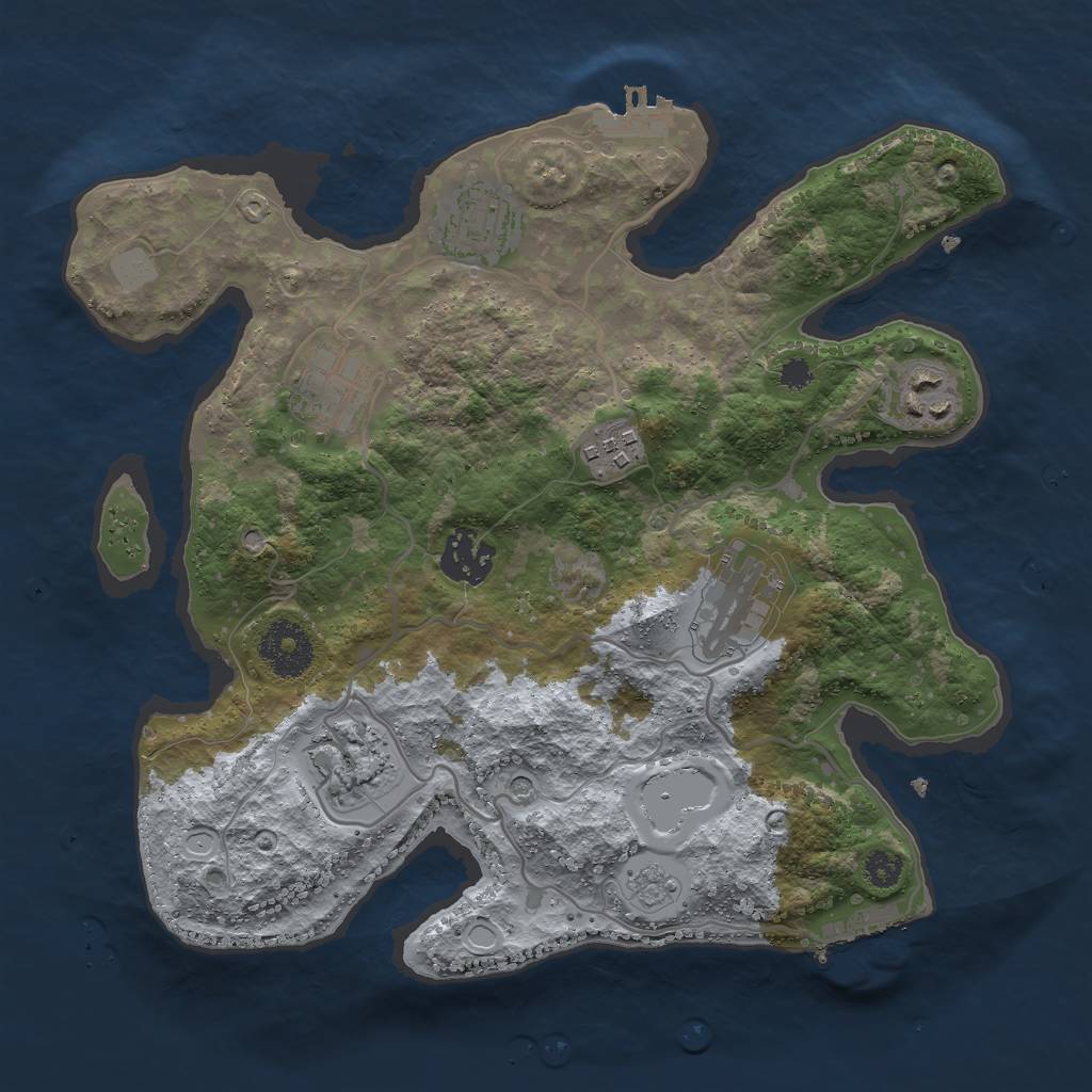 Rust Map: Procedural Map, Size: 3000, Seed: 976253620, 16 Monuments