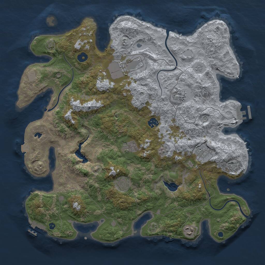 Rust Map: Procedural Map, Size: 4050, Seed: 413309076, 14 Monuments