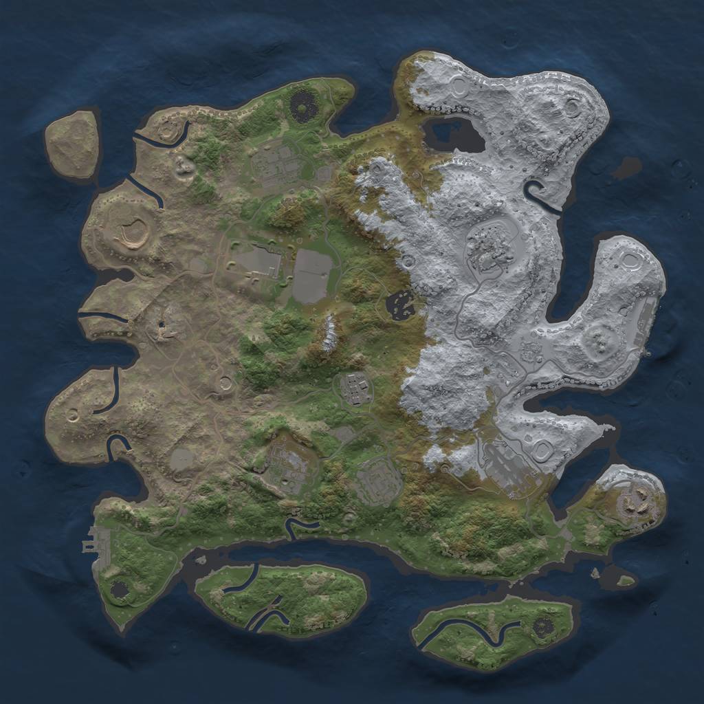 Rust Map: Procedural Map, Size: 3500, Seed: 1531337701, 19 Monuments