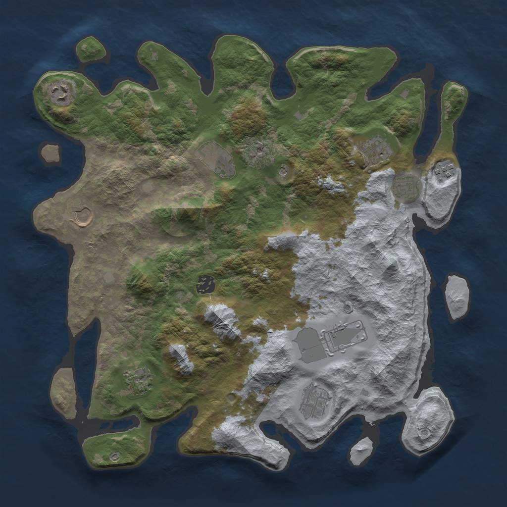 Rust Map: Barren, Size: 3900, Seed: 5559718, 13 Monuments