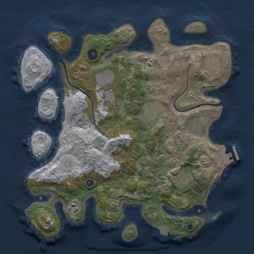 Rust Map: Procedural Map, Size: 3500, Seed: 1607161831, 12 Monuments