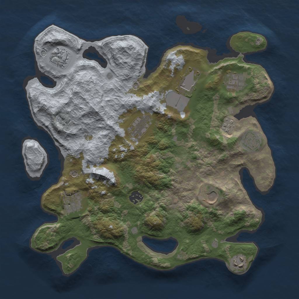 Rust Map: Barren, Size: 3500, Seed: 2122022, 13 Monuments