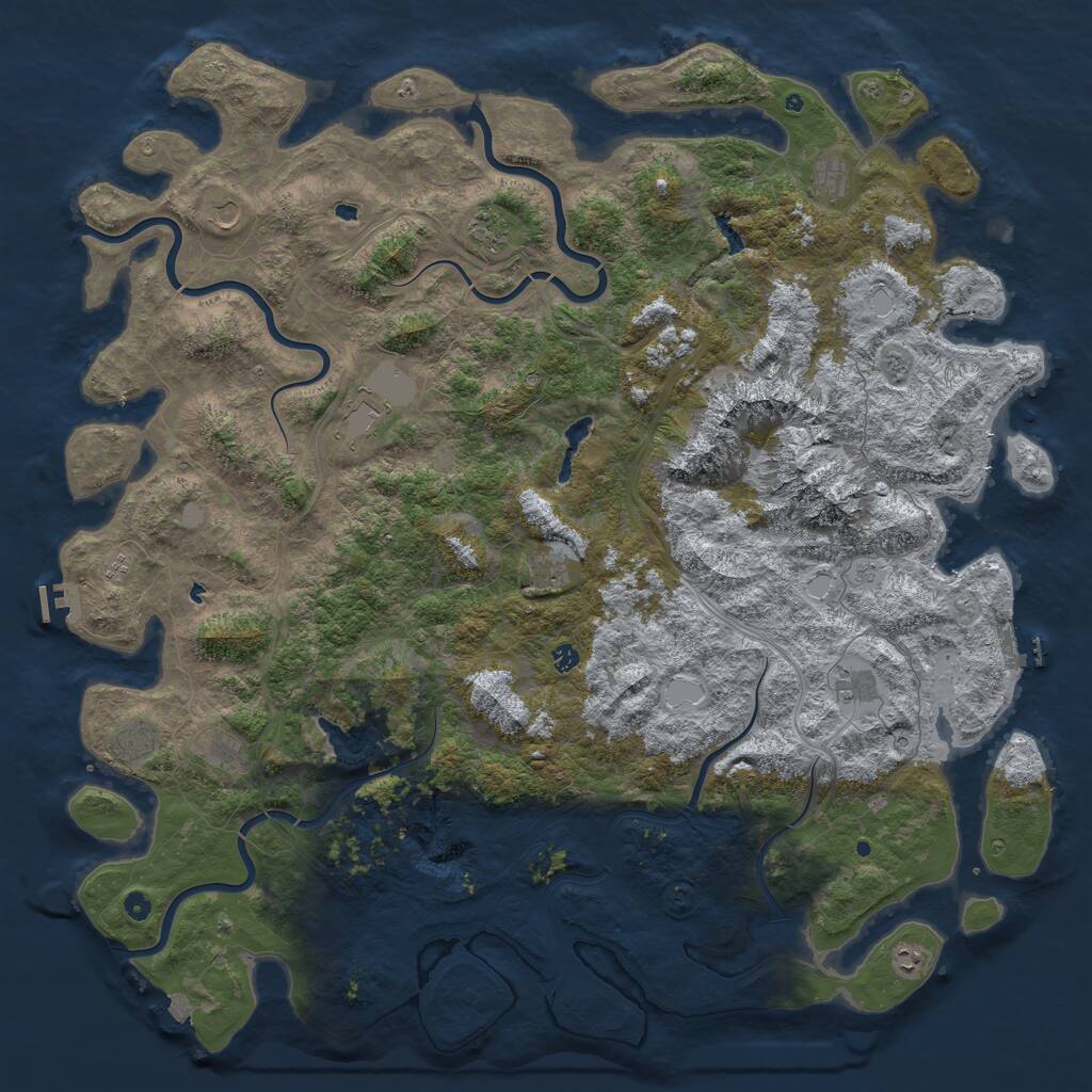 Rust Map: Procedural Map, Size: 6000, Seed: 66642069, 17 Monuments