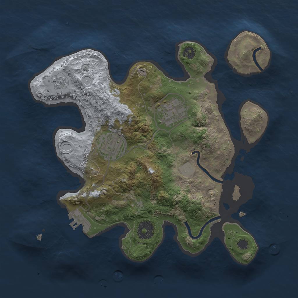 Rust Map: Procedural Map, Size: 2500, Seed: 552933659, 9 Monuments