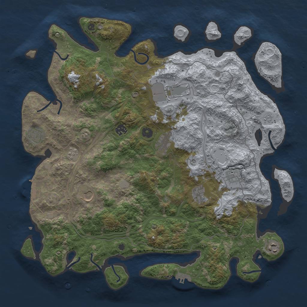 Rust Map: Procedural Map, Size: 4250, Seed: 1317976929, 18 Monuments