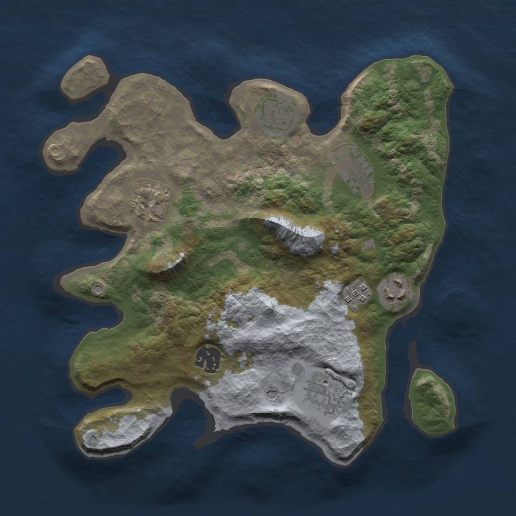 Rust Map: Barren, Size: 3000, Seed: 2127336856, 10 Monuments