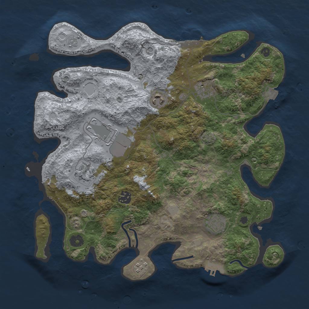 Rust Map: Procedural Map, Size: 3500, Seed: 1218900607, 15 Monuments