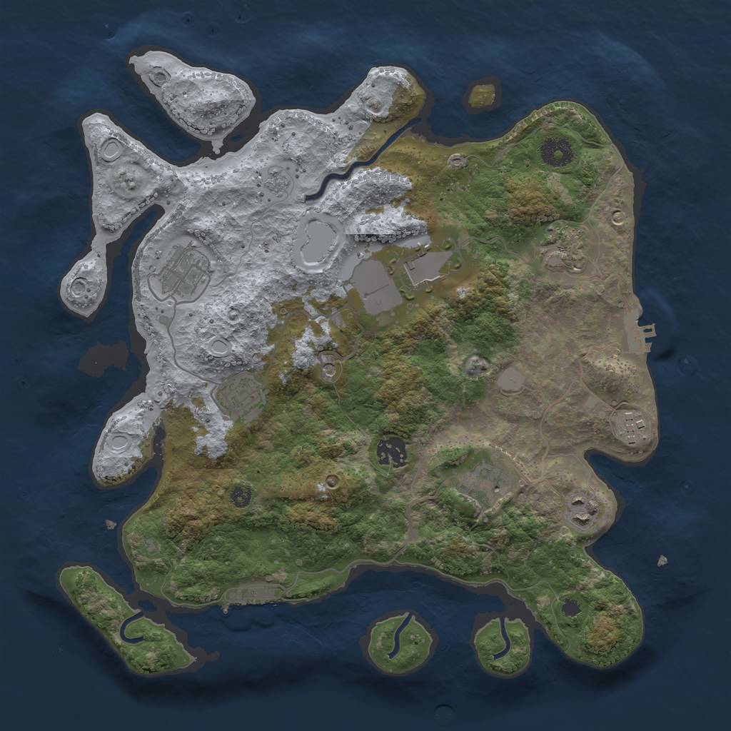 Rust Map: Procedural Map, Size: 3500, Seed: 93247284, 17 Monuments