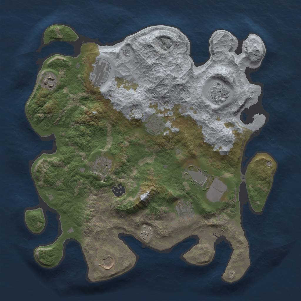 Rust Map: Barren, Size: 3500, Seed: 2904, 13 Monuments