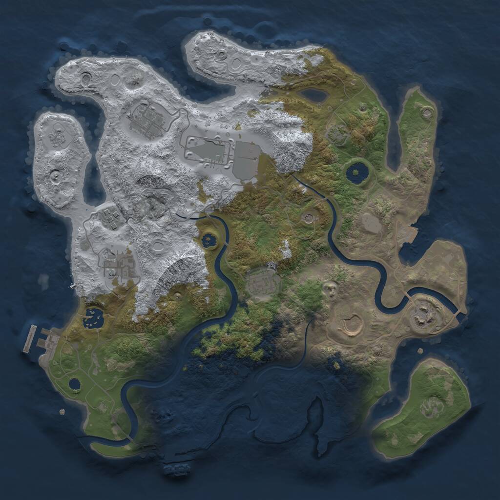 Rust Map: Procedural Map, Size: 3500, Seed: 15624, 14 Monuments