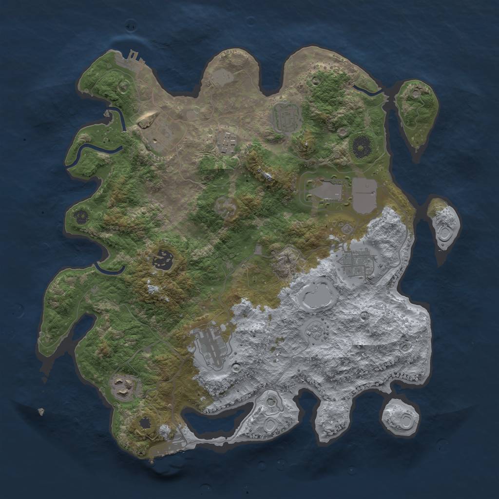 Rust Map: Procedural Map, Size: 3613, Seed: 13, 17 Monuments
