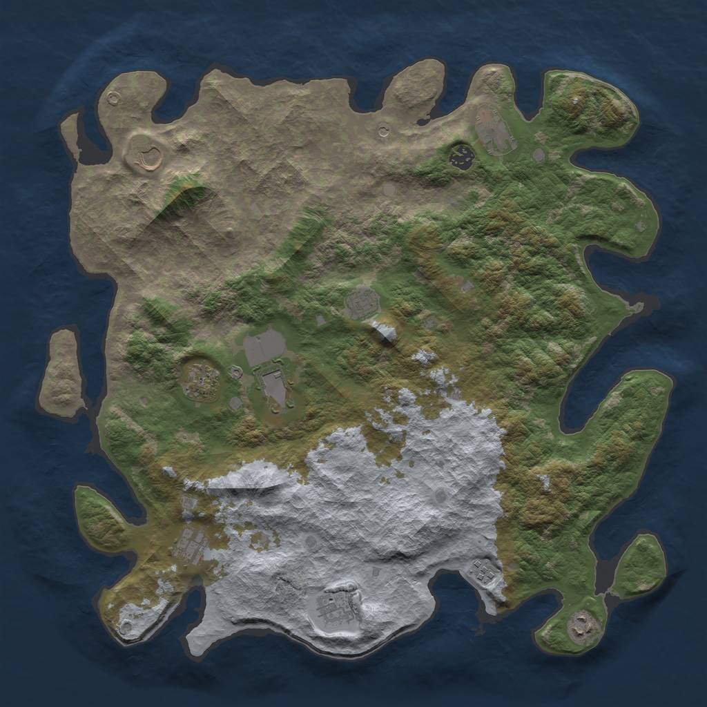 Rust Map: Barren, Size: 4500, Seed: 993267, 13 Monuments