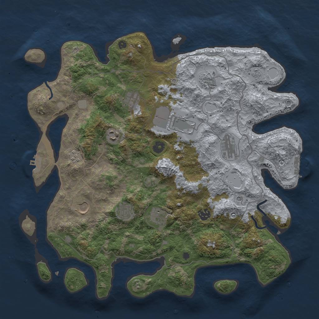 Rust Map: Procedural Map, Size: 4000, Seed: 230127, 19 Monuments